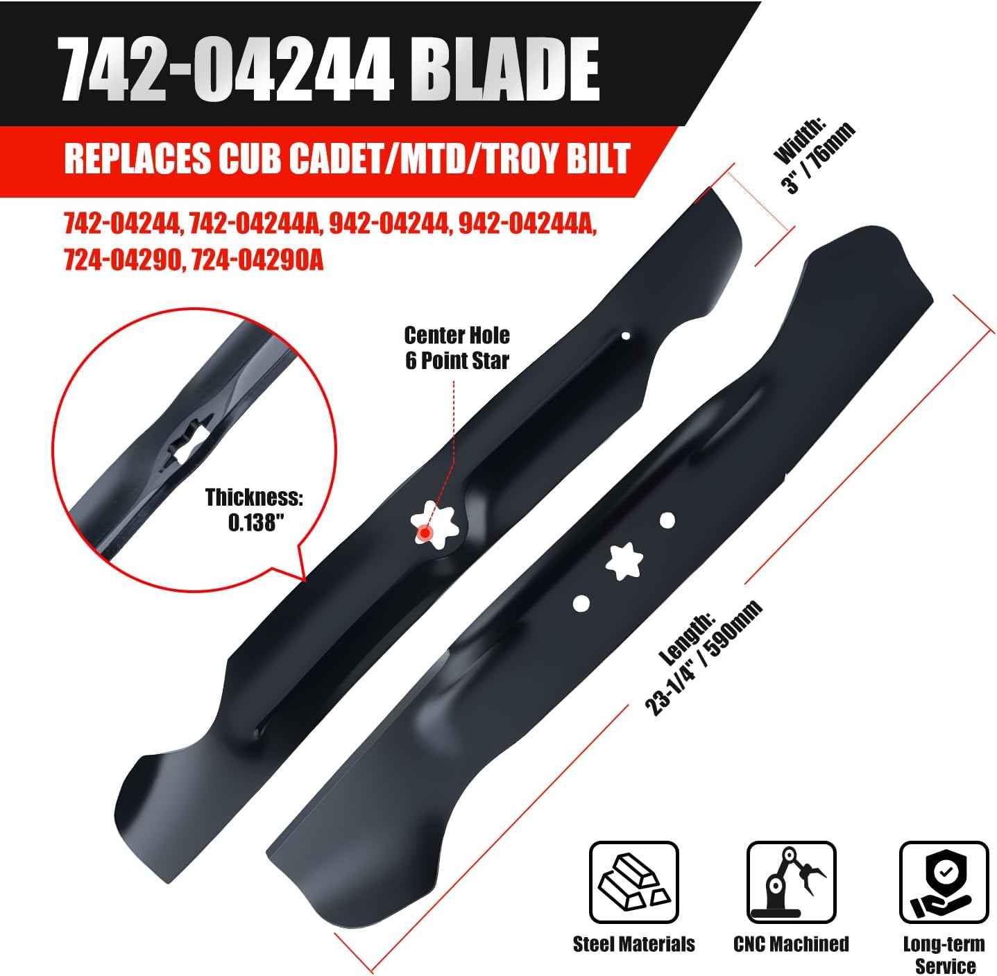 AKM Mower Deck Rebuild Kit for M TD Cub Cad et 46 inch Cut Deck XT1-LT46 XT2-LX46 T225 T8600 T2800 Includes 2 Spindle 918-06977 2 High Lift Blade 742-04244 742-04290