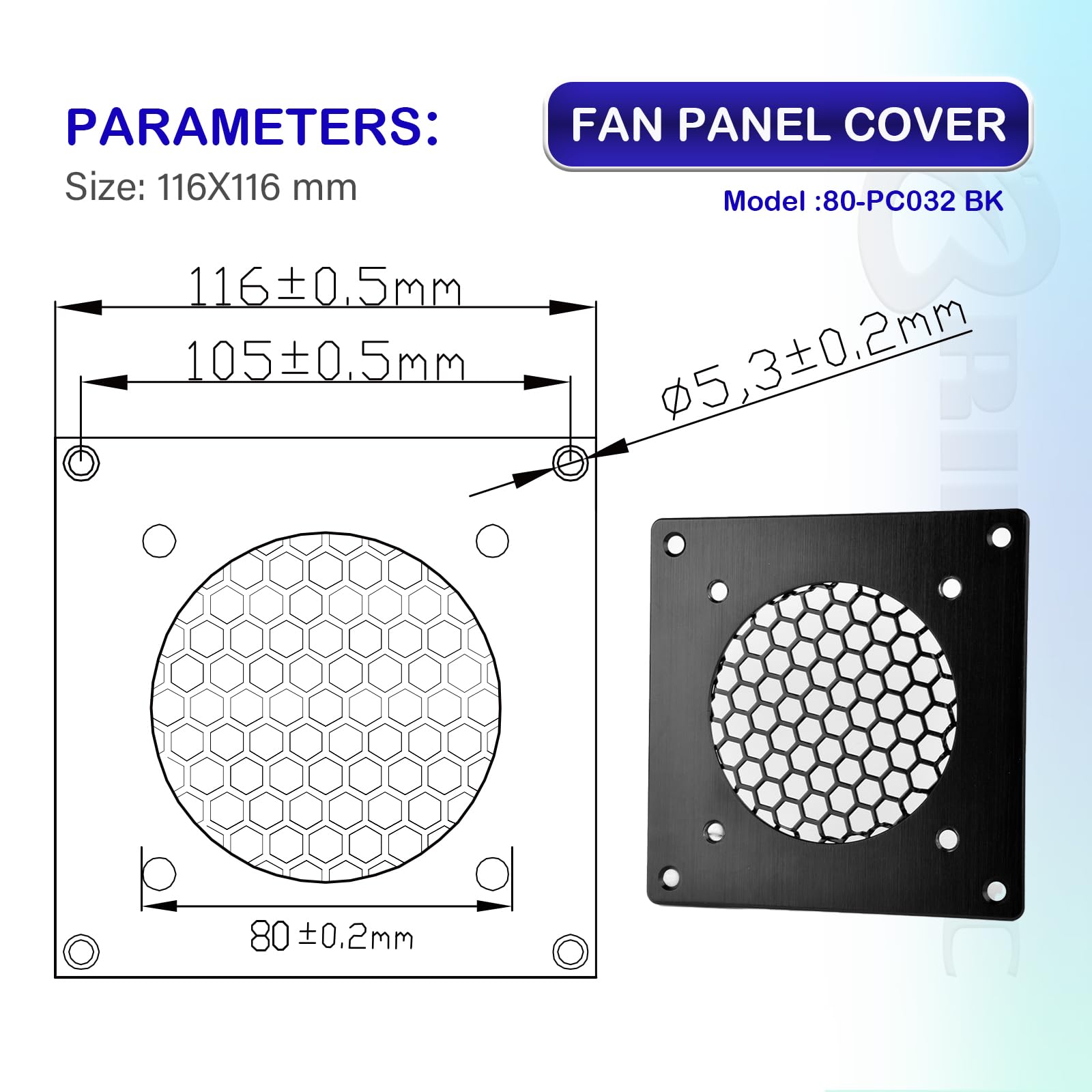 BRIEFCEC Ventilation Grille 80MM fan cover Mesh for PC Computer AV Electronic Cabinet Also Includes Accessories for Installing 80mm Fan (2 Set) - Image 2