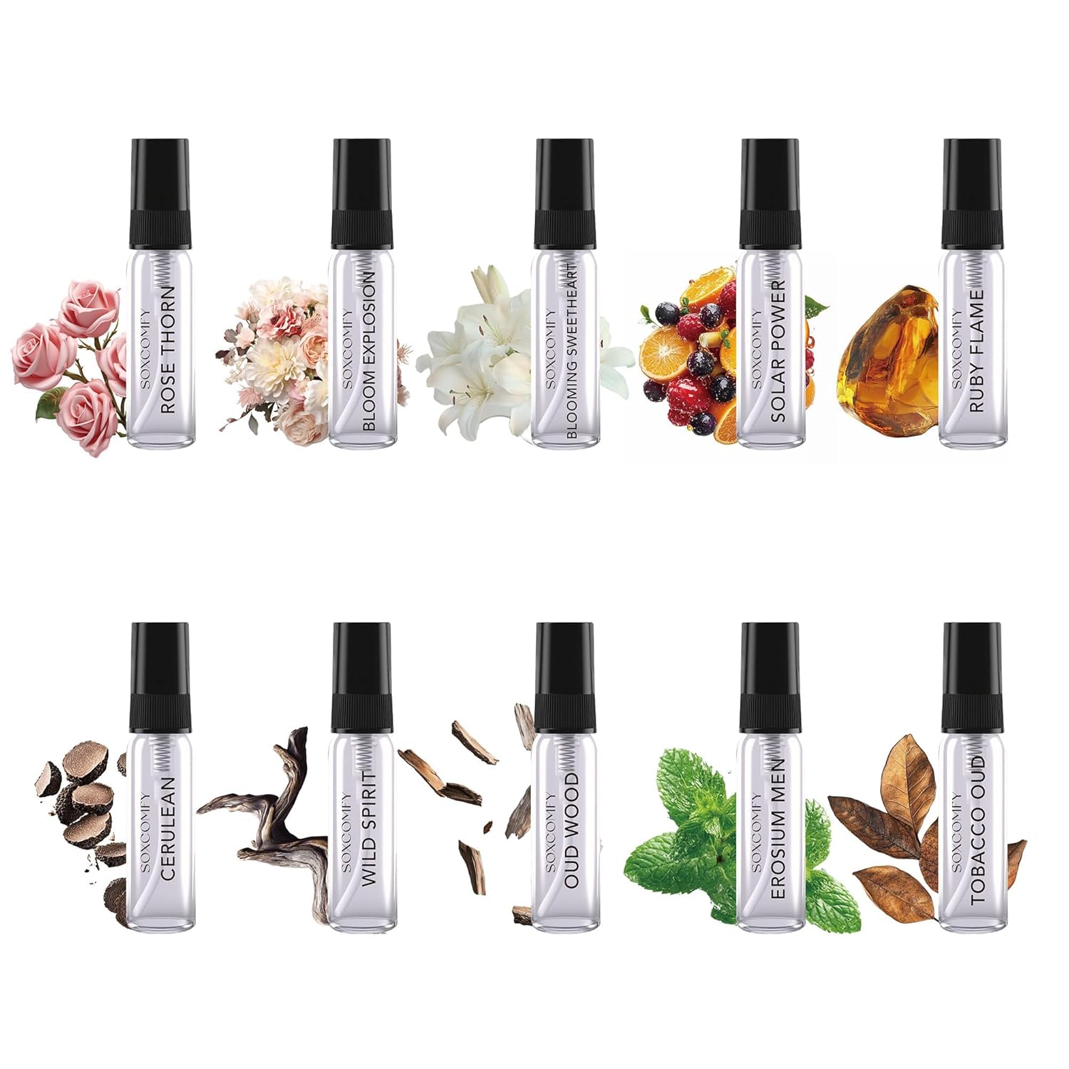 10 Scents Samples Mixed Men and Women Perfume Eau de Parfum Signature Long-Lasting Fragrance Date Night & Special Occasion Total 3.4 Fl Oz - 100ml