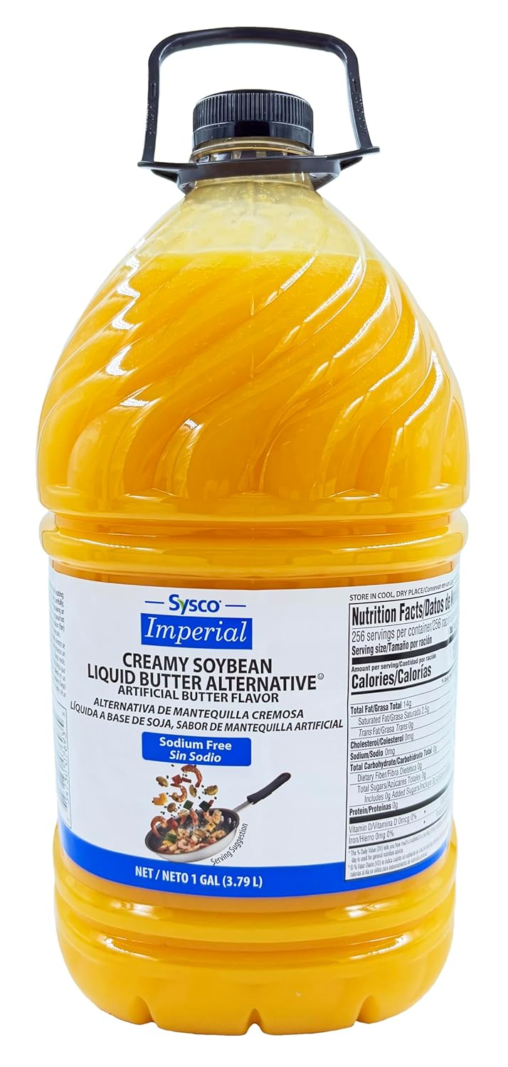 Sysco Grill-On | Creamy Soybean Liquid Butter Alternative Oil | Salt Free | Kosher | 1 Gallon