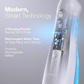 AquaSonic Water Flosser - Cordless Rechargeable Water Flossers for Teeth Cleaning - Waterproof Aqua Flosser, Portable Oral Irrigator for Dental Cleaning with 5 Jet Tips - Braces Home Travel.