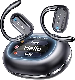 GO1 Translation Earbuds Real-time, Phone Call Translator Earbuds with Adjustable Ear Hook Open-Ear 3-in-1 AI Interpreter Ear Bud Supports Business Travel Learning Including Subscription