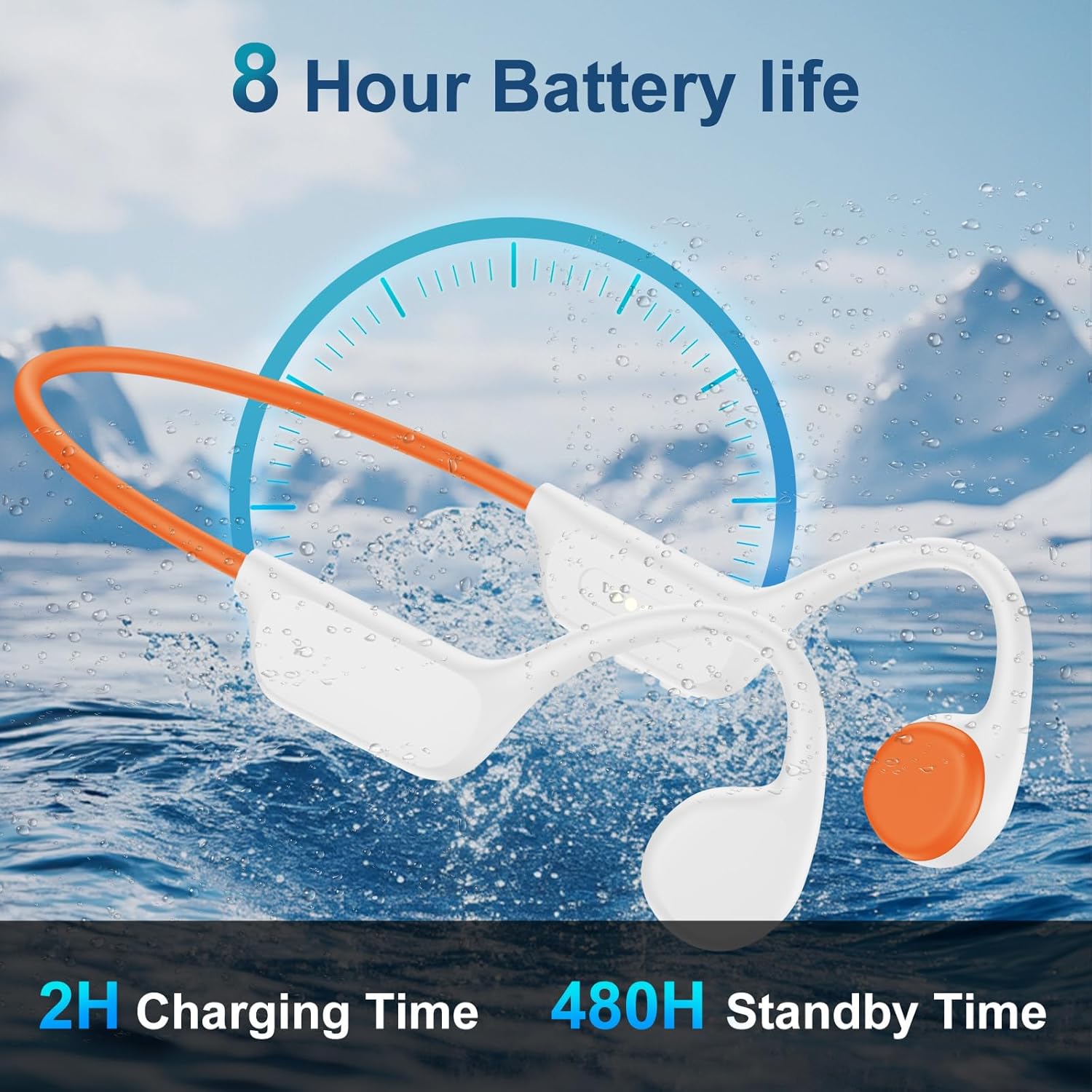 Bone Conduction Swimming Headphones,Wireless IPX8 Waterproof Open-Ear Headphone/Earphones, 32G Underwater Headset/Earbuds, Sports, Swimming, Diving