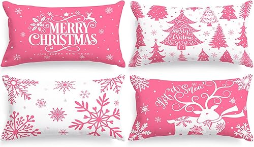 Vista 37 de Lanpn Juego de 4 fundas decorativas de almohada navideñas de 18 x 18 pulgadas, color blanco y verde azulado de 18 pulgadas, funda de cojín