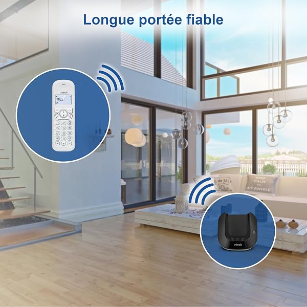 VTech Téléphone sans Fil DECT à 3 combinés, à Double Charge avec répondeur, Blocage d'appel, Identification de l'appelant/Appel en Attente, écran et Clavier rétroéclairés | CS1552 - 5