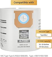 Vista 12 de Bolsas para aspiradora de 10 a 14 galones, tipo F 90662 9066200 9066233; tipo I 90672 9067200 9067233; VF2005, bolsas de filtro de vacío desechables