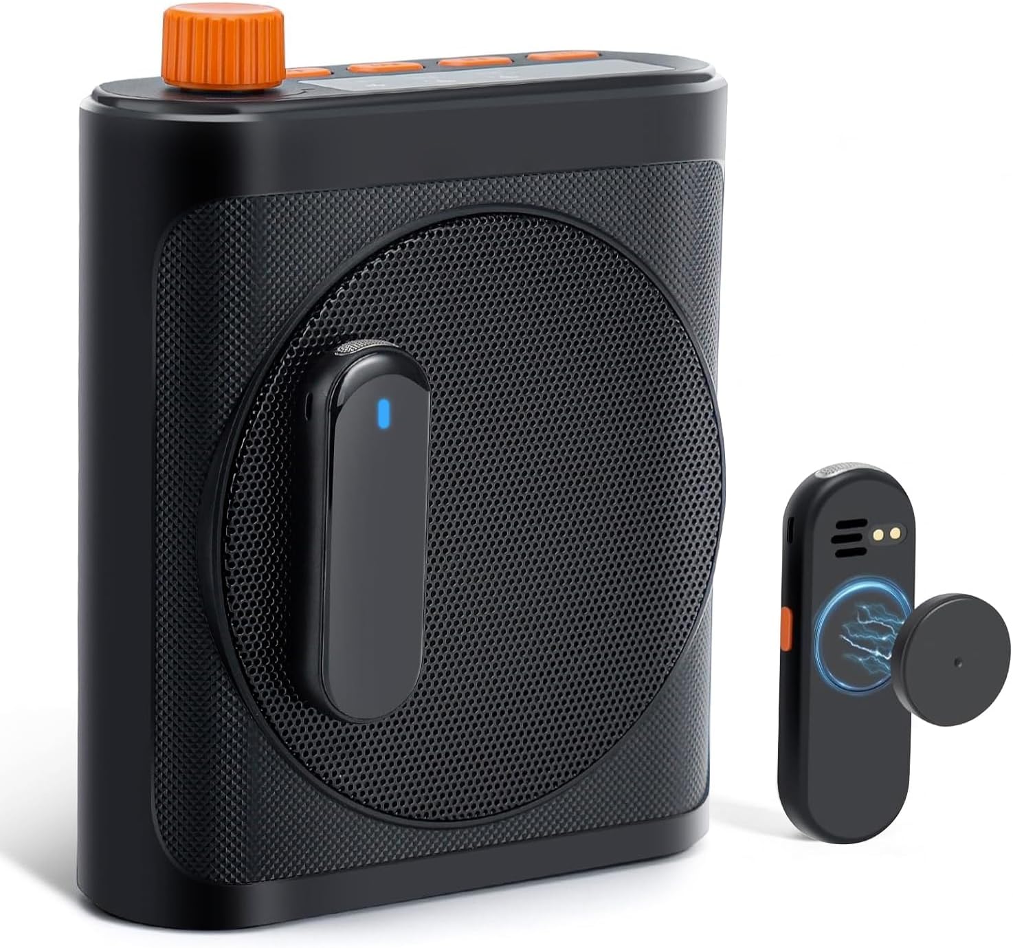 Voice Amplifier for Teachers with Dual Magnetic Wireless Lavalier Microphones & Noise Reduction - Bluetooth Portable Rechargeable Speaker for Classroom, Meetings, Yoga, Speeches (Black)
