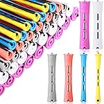 WILLBOND 60 Pcs Short Perm Rods Natural Hair Perm Rods with Elastic Rubber Band Non Slip Plastic Perming Cold Wave Kit for Women Hairdressing Styling Tool(Multi-size,Mixed Color)