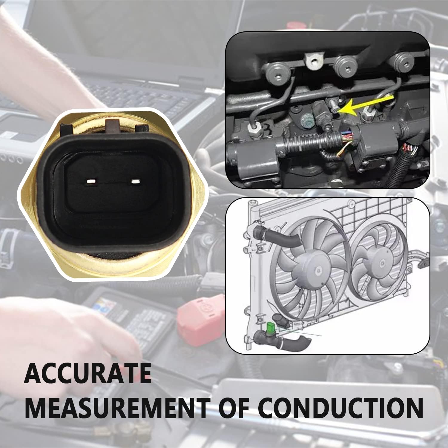 Engine Coolant Temperature Sensor Automotive Replacement OEM#5149096AB 5149077AB 68045803AA Compatible with Jeep Wrangler,Durango,Chrysler,Grand Cherokee,Dodge Challenger