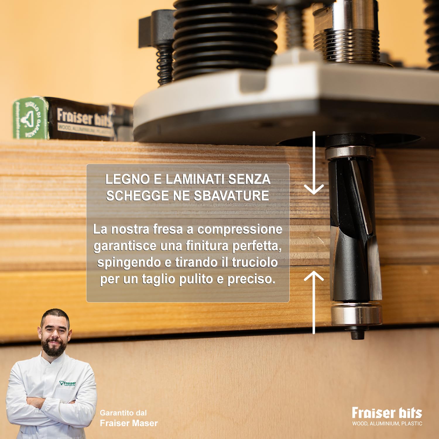 Fraiser - Fresa per rifilare bordi e pannelli laminati a compressione Up Down Cut, con cuscinetto superiore e inferiore, gambo 12mm, per fresatrice verticale e rifilatore