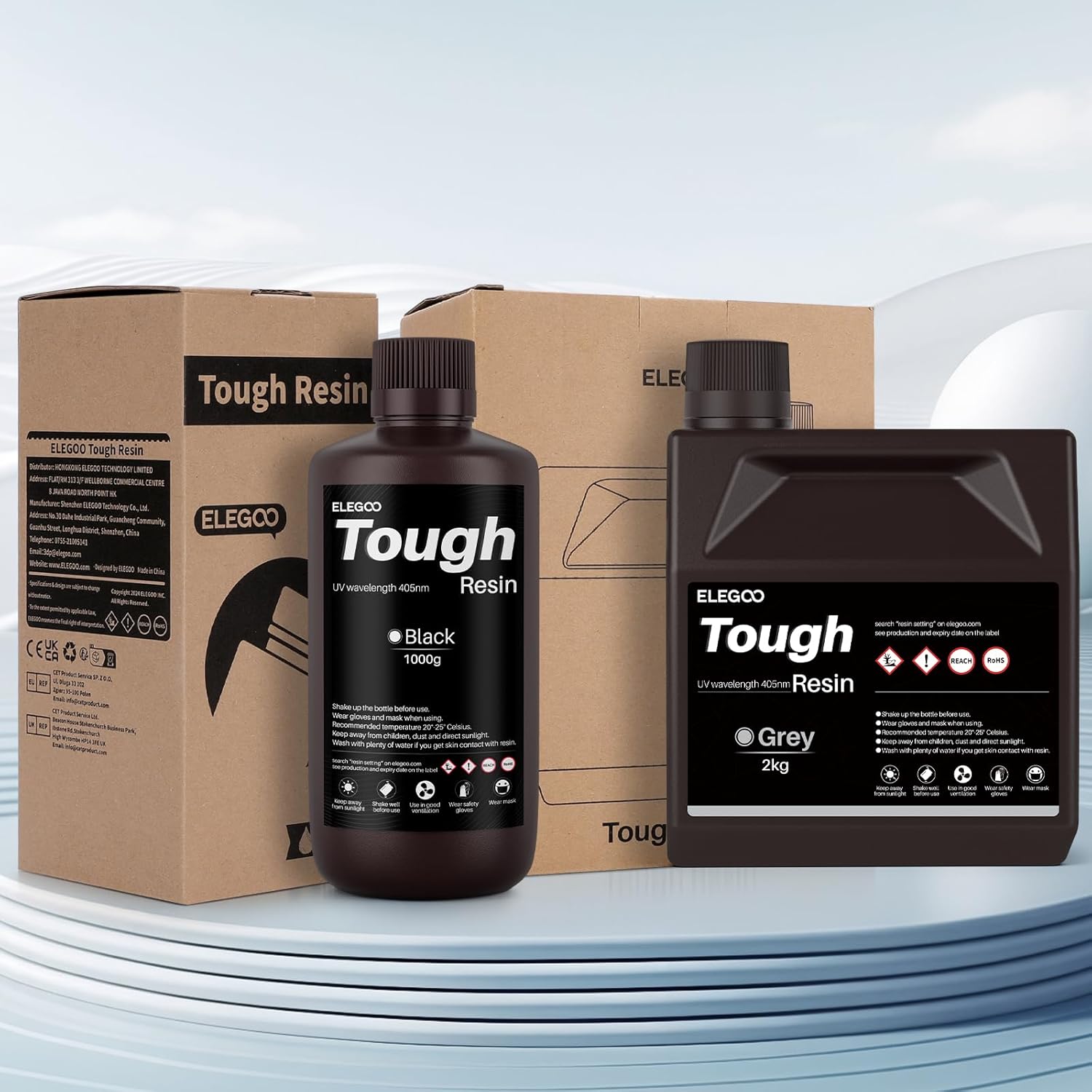 ELEGOO Tough Resin, 3D Printer Resin with High Impact Resistance and High Toughness, High Precision 3D Printing Resin for High Performance Printing, 3D Resin for DLP LCD 3D Printers, Black 2000g