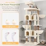 Globlazer Tour de l'arbre de chat extra grand, 82inch Grand arbre de chat lourd de service pour les chats à l'intérieur Grand adulte Grande tour de chat avec 8 Postes de fouille, 2 Condos Cat, 2 Des perchoirs haut de gamme, 3 Des paniers suspendus, S82, Béige