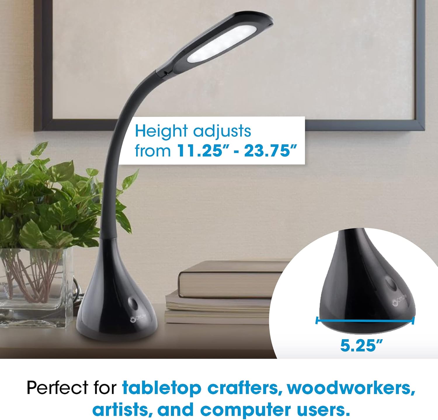 OttLite Creative Curves LED Desk Lamp with Adjustable Neck - 4 Dimmable Brightness Settings with Energy Efficient Natural Daylight LEDs for Home Office, Computer Desk, & Dorms - Image 7