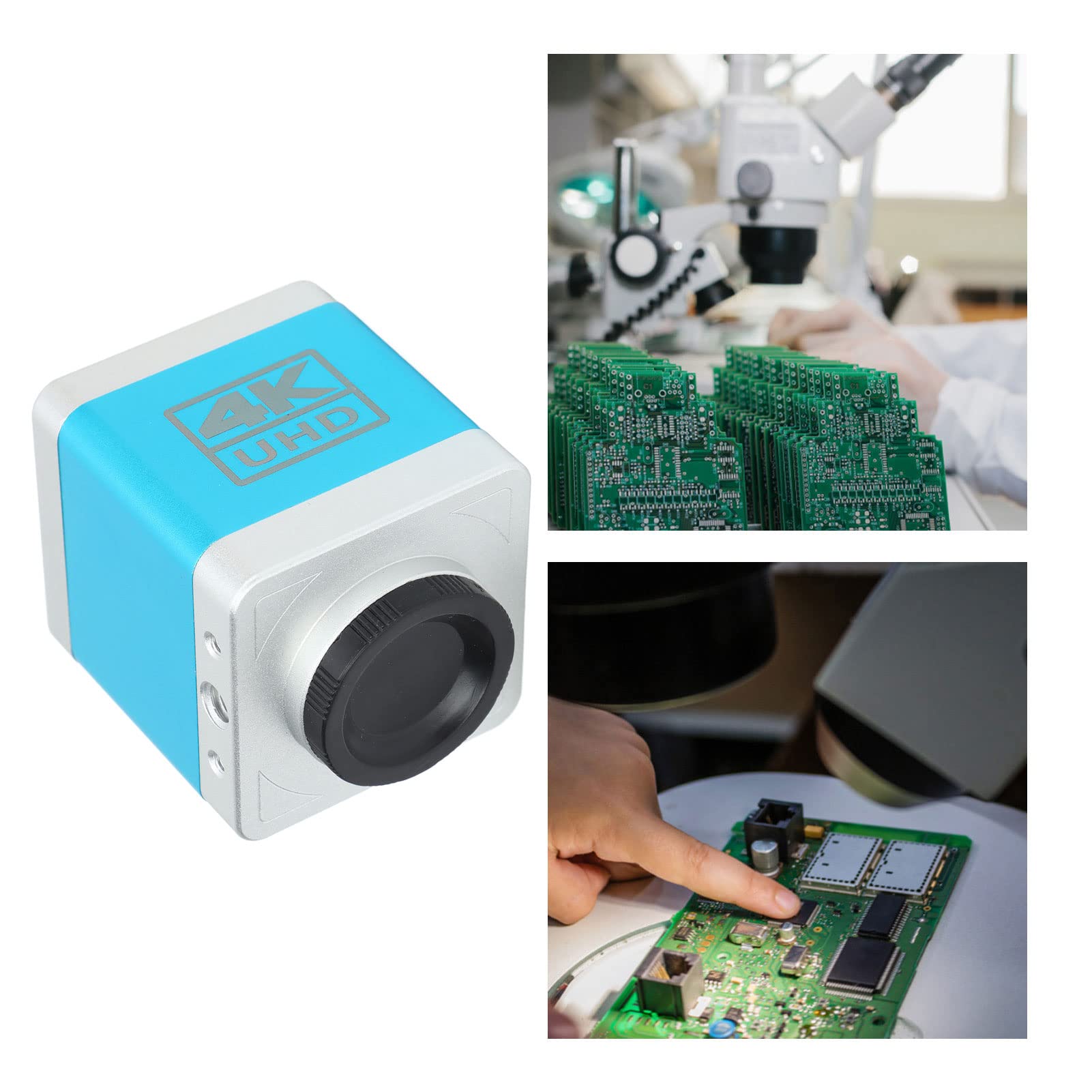 Cámara de Microscopio de Video, 4K 1080P Salida USB2.0 Interfaz Multimedia HD Cámara de Microscopio con Montaje en C Cámara Industrial con Zoom Digital de Aleación de Aluminio
