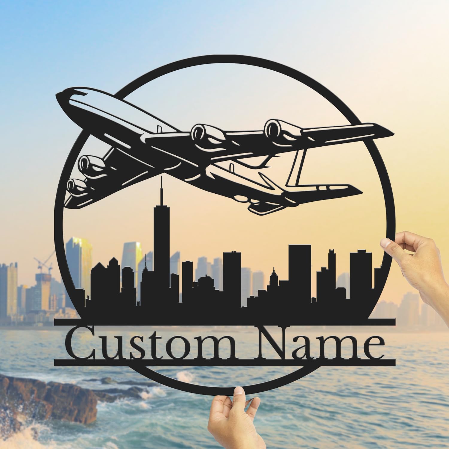 Gewasi Airplane C Personalized Airplane Metal Sign - Custom Aviation Wall Art With Name - Pilot Gift, Hangar Decor & Rc Plane Enthusiast Present (Airplane C)