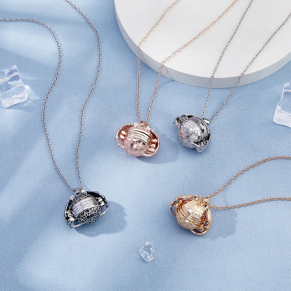 SUPERFINDINGS 4Pcs 4 Colors Expanding Photo Locket Necklace Multi Layer Picture Locket Necklace Round Expanding Photo Locket Pendant Necklaces for Family Anniversary Birthday Christmas Gifts
