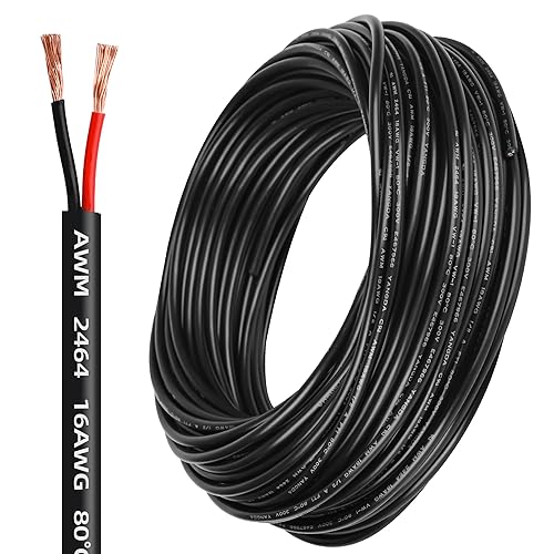Cable de calibre 16, 2 conductores, cable eléctrico de PVC trenzado de 16 AWG, cable de cobre libre de oxígeno, cable flexible de cobre puro de 3