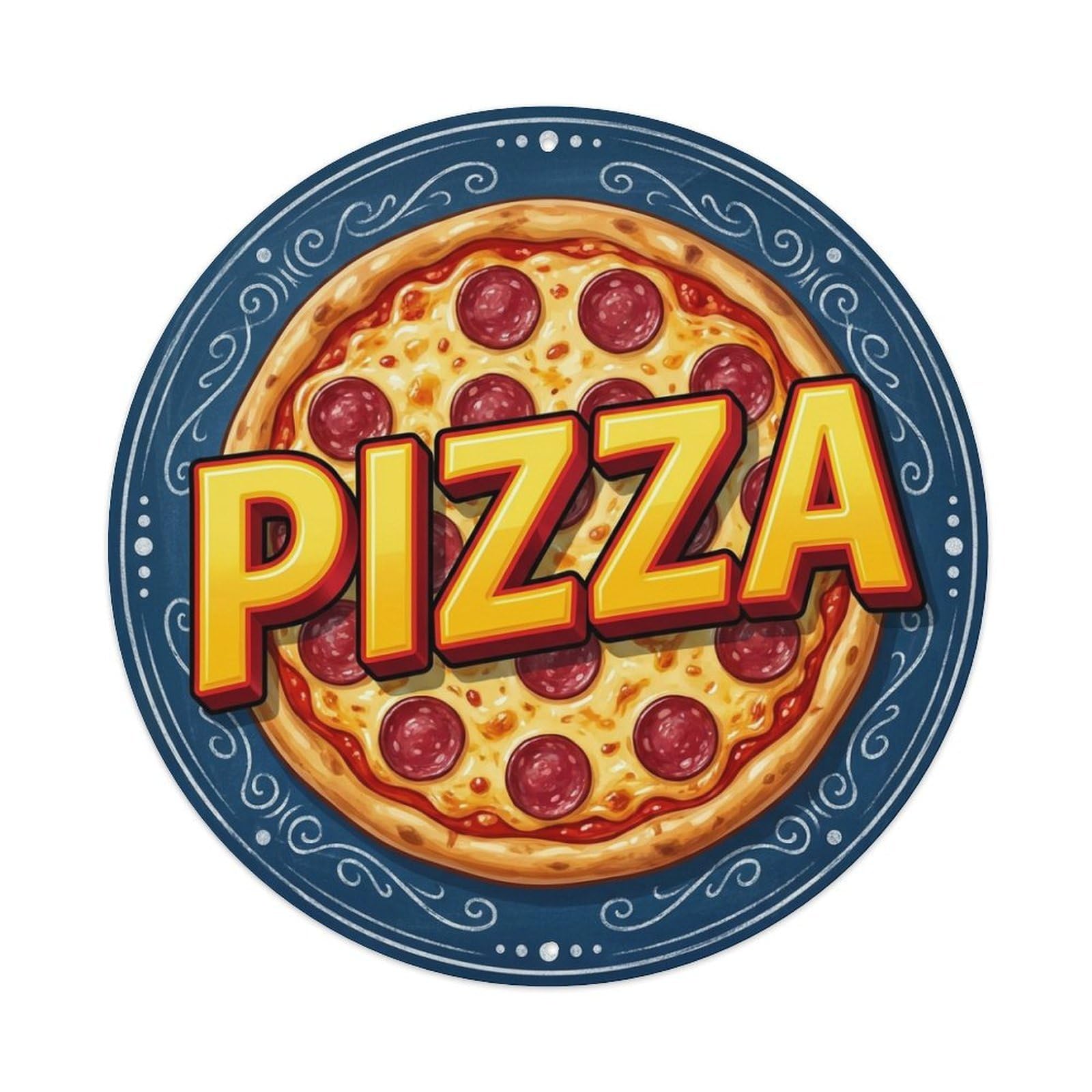 Salami Cheese Kitchen Artwork Pepperoni Pizza Metal Tin Sign