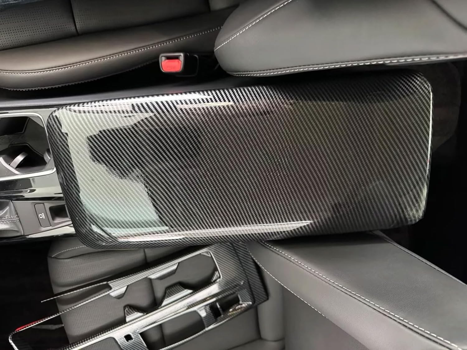 Armrest Box Cover Trim Compatible with Toyota Camry 2025 2026 Central Console Armrest Box Protector Interior Car Accessories ABS 1PC (Carbon Fiber Style)