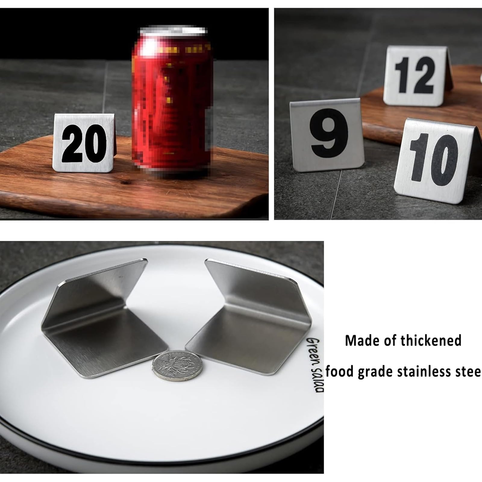 ROFBIHG Letreros de Número De Mesa, Placas De Reserva Estilo Carpa, Tarjetas de Ubicación MetáLicas con Números De Orden De Mesa, Ideales para Restaurantes, Cafeterías, Bares, Reuniones(1-50)