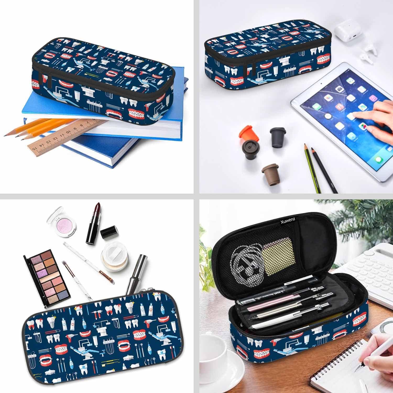 Dental Tools Pencil Case Teeth Equipment Mouth Funny Pencil Bag Pen Markers Pouch Holder Organizer for Office School Students Boy Girl Women Men