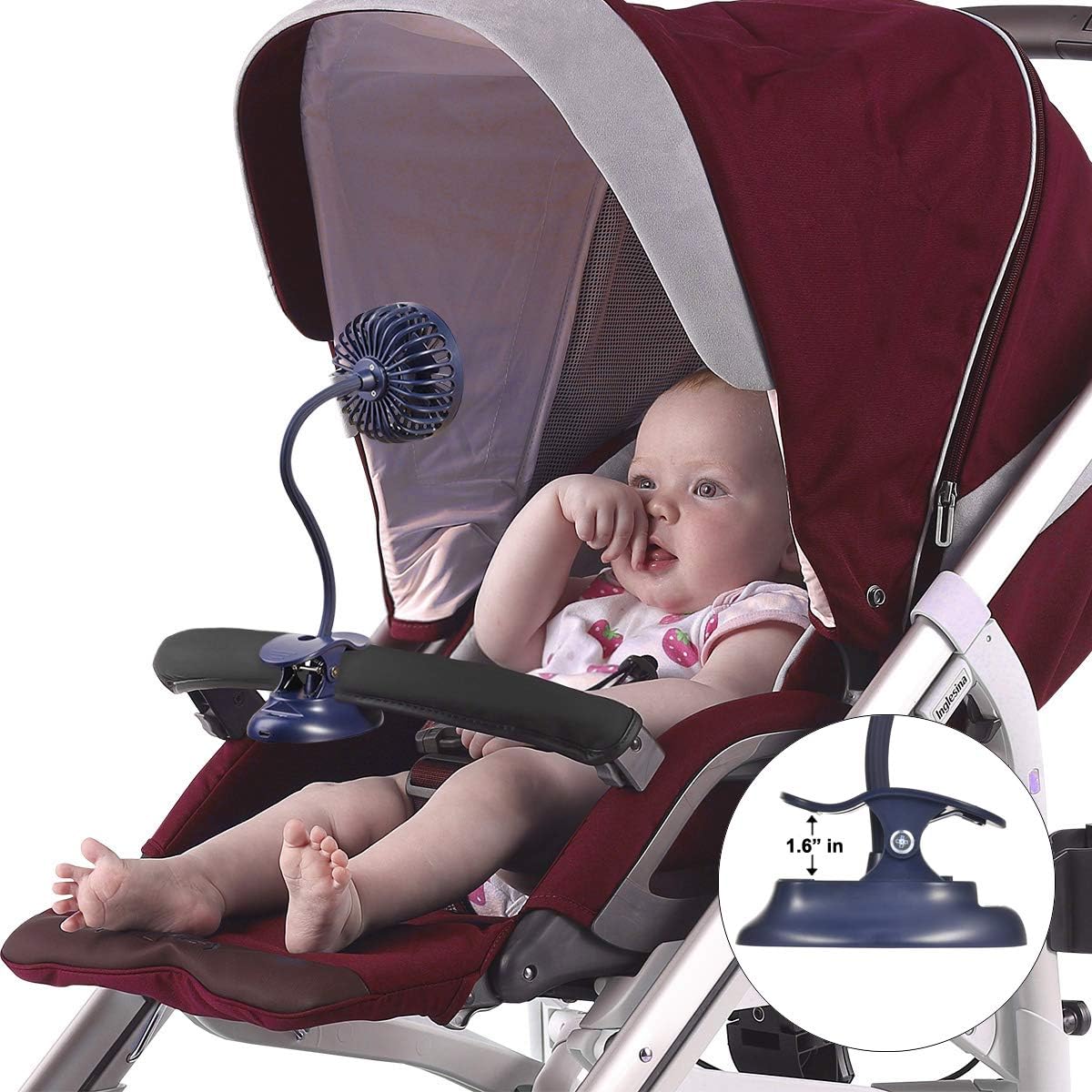 Clip on Fan Usb Battery Operated Desk Clip Fan with Emergency Power Bank, Baby Stroller Fan Rechargeable Personal Fan Flexible Neck 3 Speeds Great for Beach Car Camping Dorm Bed Office-Navy Blue - Image 7