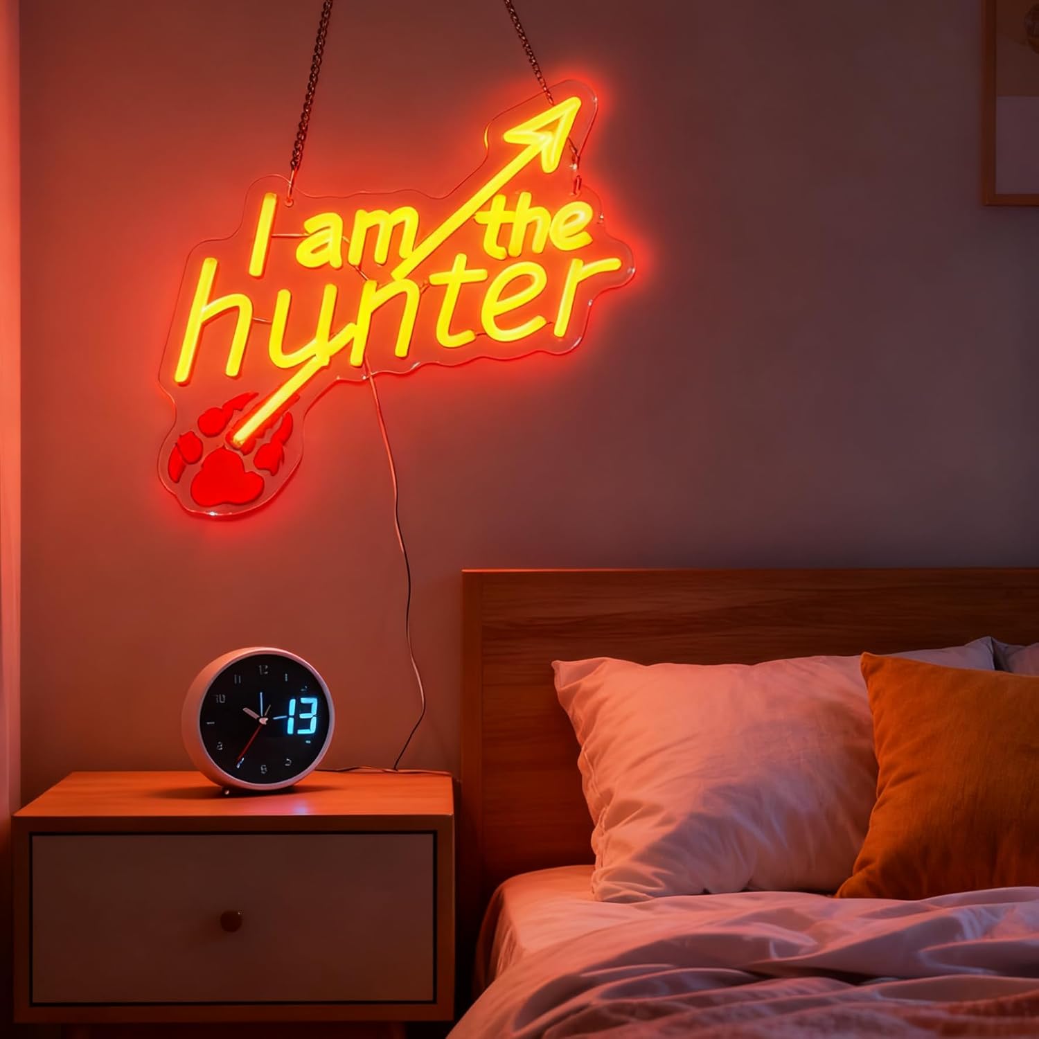 "I am the hunter" Gaming Neon Sign, Orange Neon Light with UV Printing, USB - Powered with Adjustable Brightness, Perfect for Game Rooms, Bedrooms, Ideal Gift for Boys - Image 4