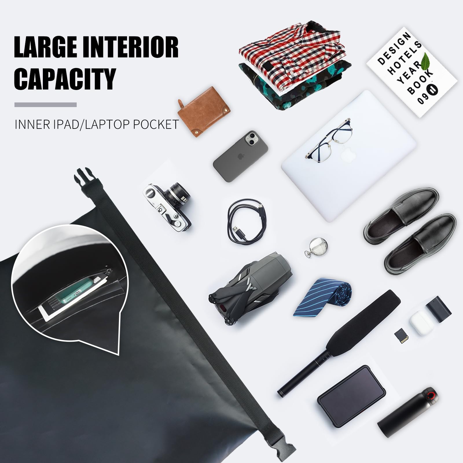 SEPEAK Wasserdichter Marine-Trockensack, Roll-Top-Rucksack, robuster Trockensack für Kajakfahren, Bootfahren, Schwimmen, Tauchen, Surfen, Rafting, Angeln, Camping, Wandern, mit reflektierenden