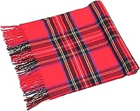 Vista 3 de NY GOLDEN FASHION Bufanda de invierno de gran tamaño para mujer, diseño de tartán escocés, a cuadros, con tacto de cachemira rojo (Red Tartan)