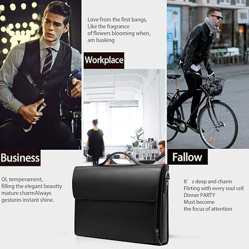 Vista 5 de Leathario Maletín de cuero para hombres Bolso de cuero para computadora portátil Bolsa de mensajero de hombro Bolsa de trabajo de negocios