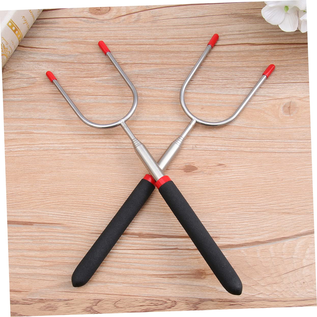 BESPORTBLE 6pezzi Forchette Da Barbecue Telescopiche Inossidabile Strumenti Per Grigliate Per Feste e Campeggo Manici Antiscottatura