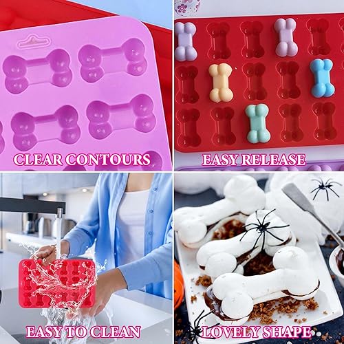 Miniatura 5 de 2 moldes de silicona de hueso de perro, antiadherentes de grado alimenticio, ideales para chocolate, dulces, gelatina y cubitos de hielo