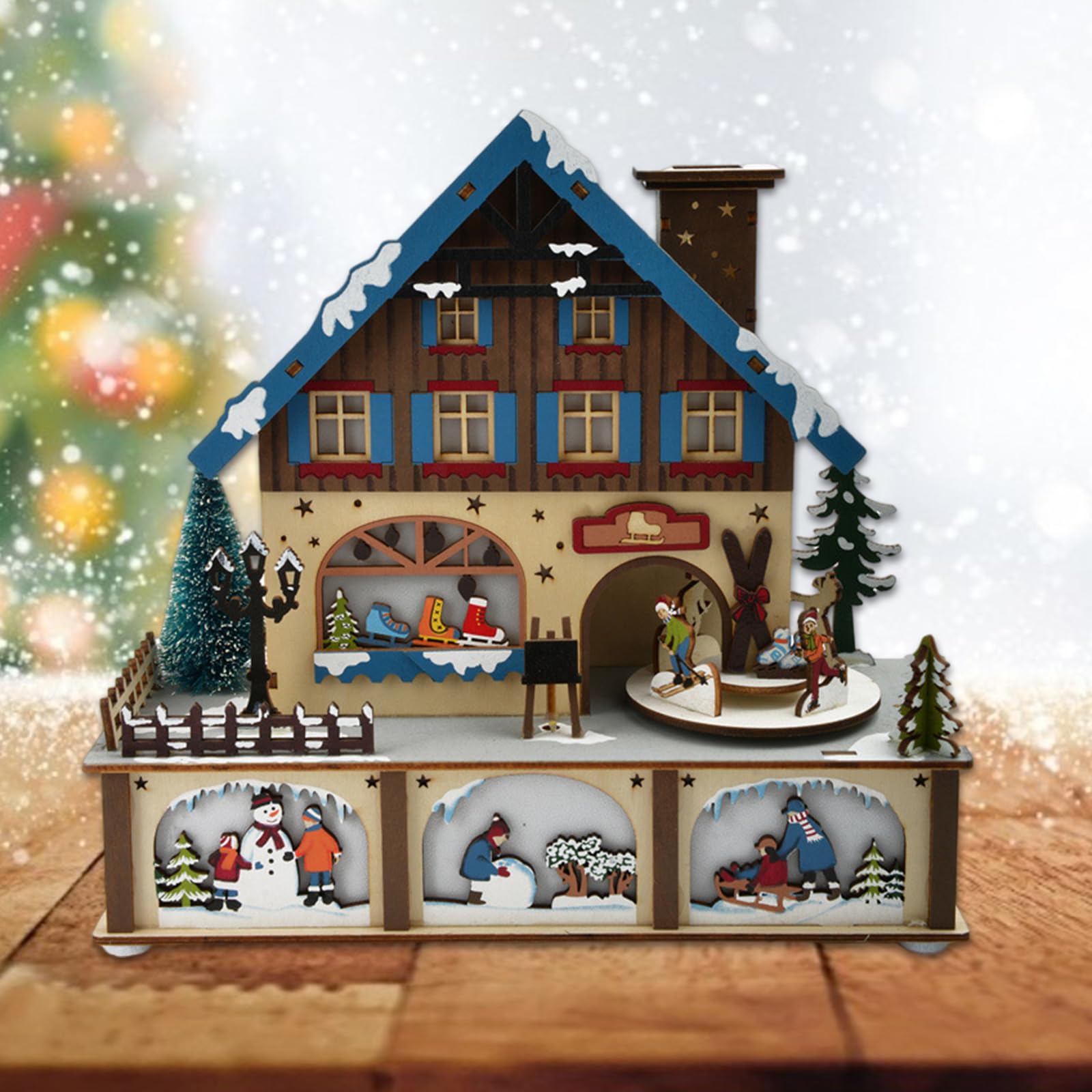 Caja Musical de Madera Decoración navideña para niño, niña, Hombre, Mujer, Aniversario de Navidad, cumpleaños, Regalo Unisex para Amantes de la música