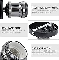 Vista 3 de Soporte de caja de salida de una pieza, E26 E27 Base de porcelana Soporte de lámpara de iluminación con parte superior con cable para cocina, Negro