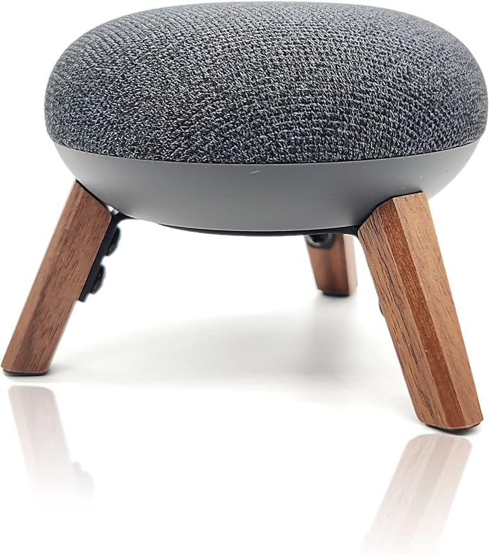 Real Wood Holder Compatible for Google Home mini,nest mini(2nd gen),Small Secure Tripod Accessories for Speaker Better Sound,Sturdy Durable Stable Wooden Stand for Home mini Smart Speaker(Walnut) | secure desktop bracket tripod accessories protect speaker,sturdy stable wooden stand for goole nest mini on table