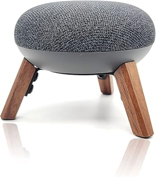 Real Wood Holder for Google Home Mini, nest Mini 2nd Generation Small Safety Tripod Accessory for Speakers, Excellent Sound, Sturdy and Durable Stable Wooden Stand Protects Google Smart Speaker