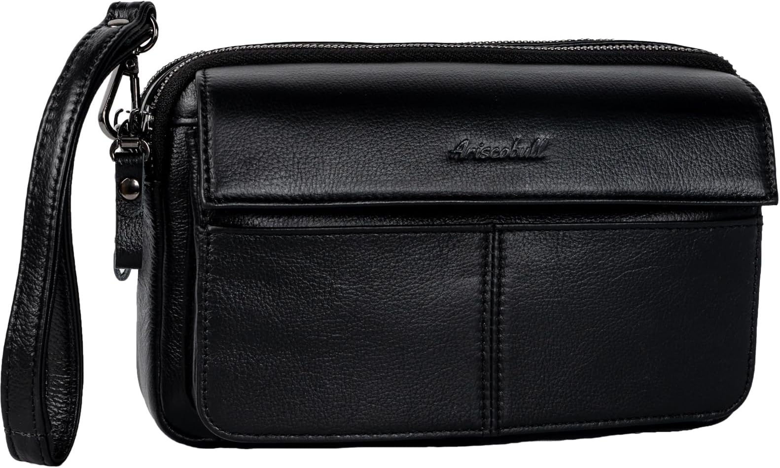 Leather Men's Clutch Bag - Travel Wrist Wallet & Card Organizer