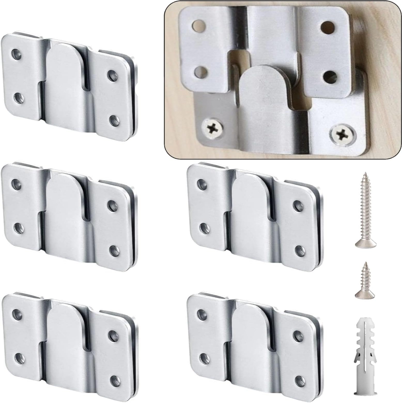 4 Pairs Flush Mount Bracket,Interlocking Furniture Connector,Stainless