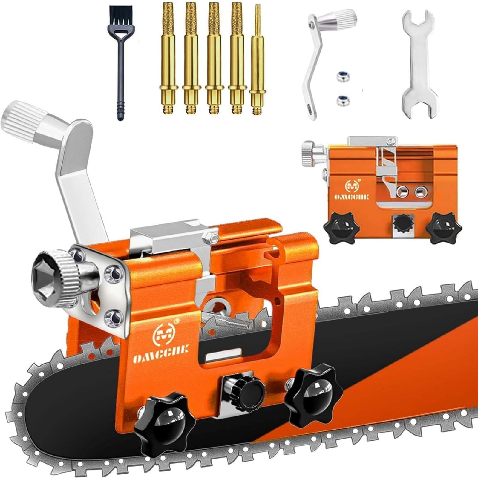 OMCCHK Chainsaw Sharpener, Portable Chain Saw Sharpeners.Tool with 5 Diamond Sharpening Stones , Manual Chainsaw Sharpening Kit for 4"-22 " Electric Chainsaw