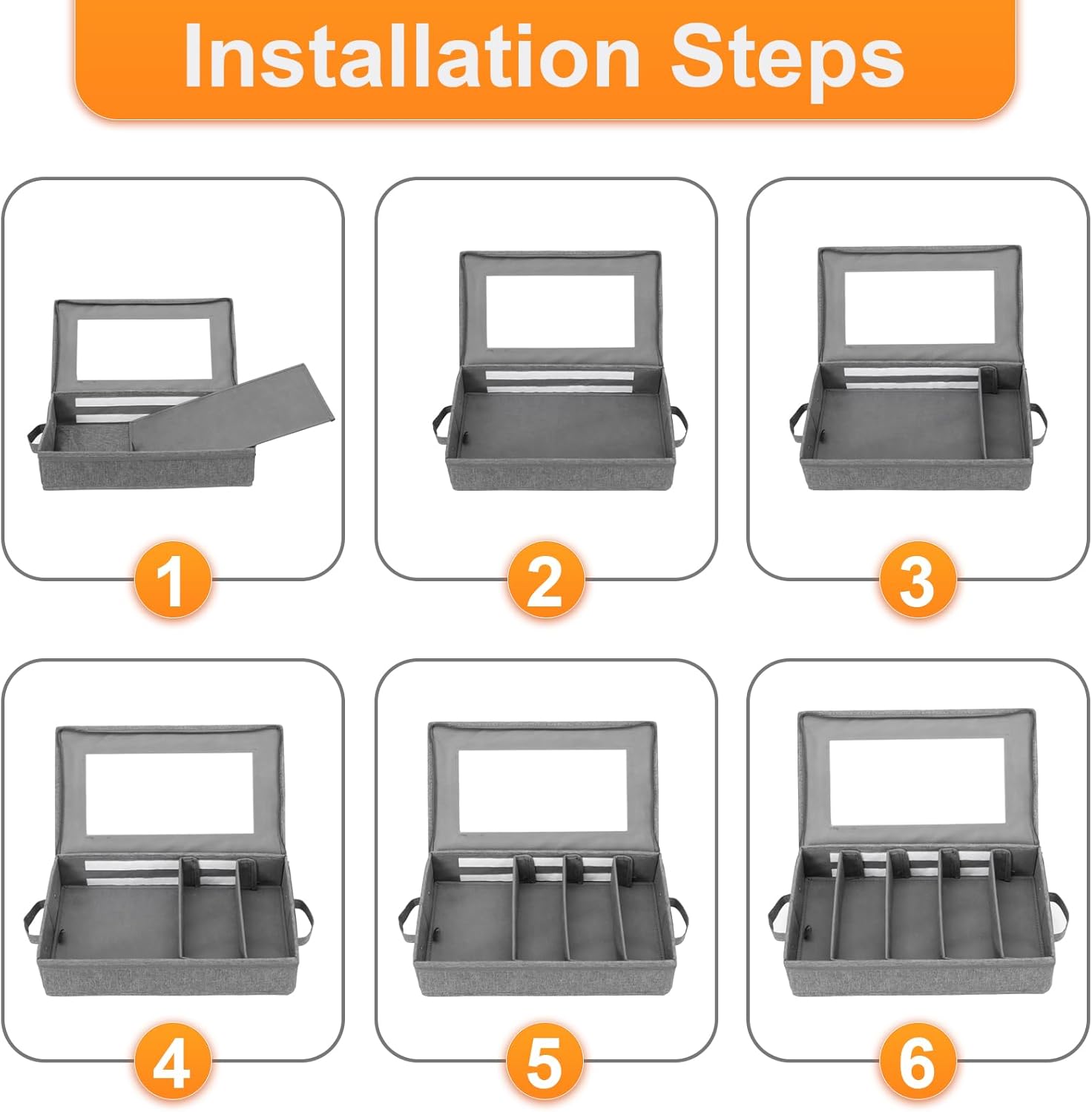 Flatware Storage Box 2 Pack, Silverware Storage Box Case Chest with Adjustable Dividers, Silverware Holder with Zipper Lid for Organizing Cutlery, Utensil, Flatware, Knives, Large Capacity Gray
