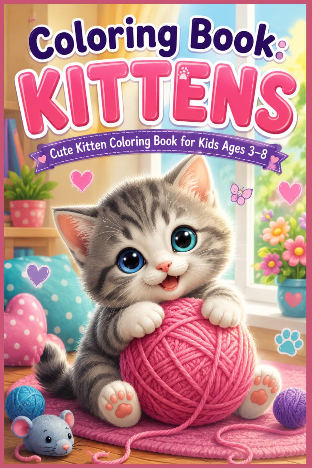Coloring Book: KITTENS: Cute Kitten Coloring Book for Kids Ages 3–8 | Fun, Easy and Adorable Cat Coloring Pages