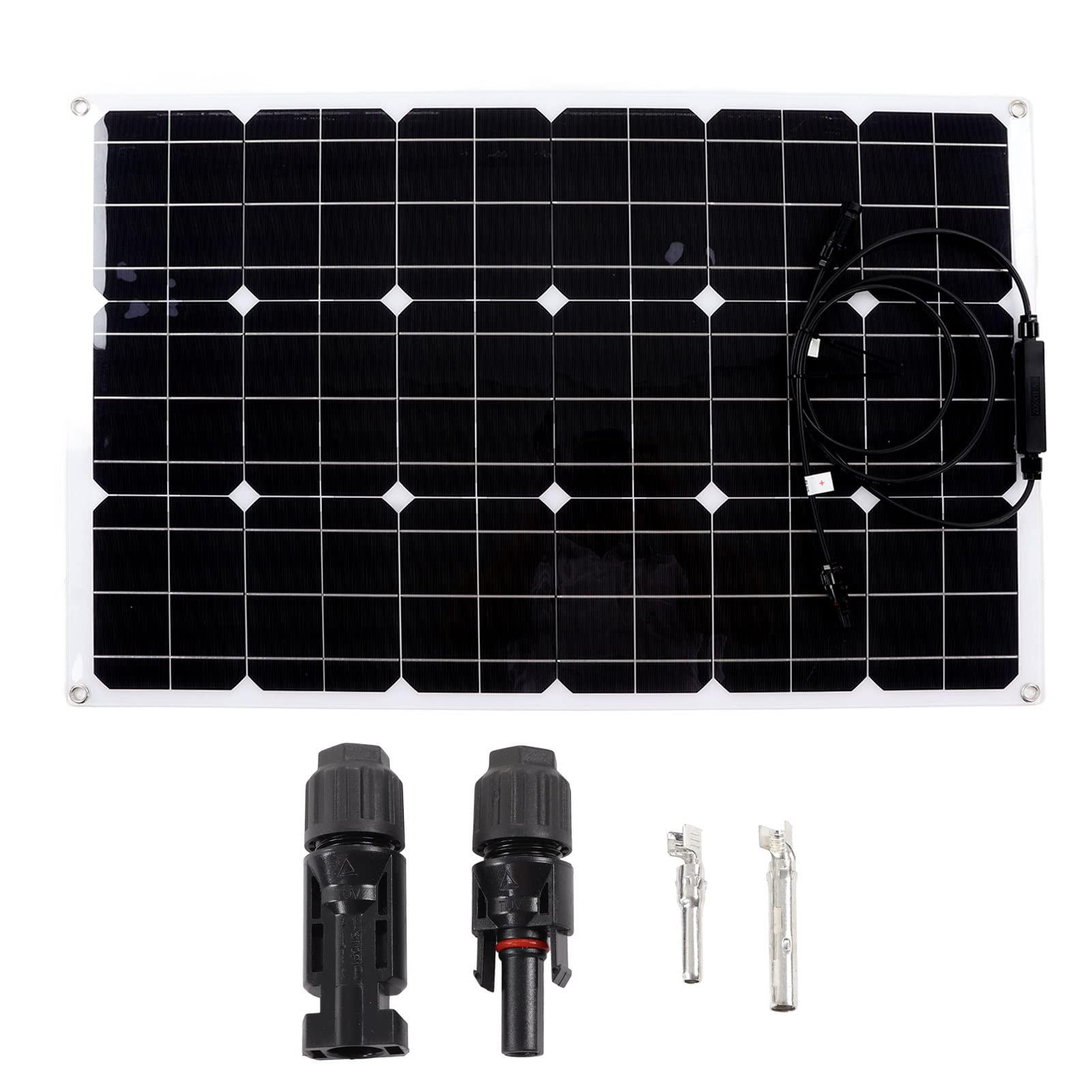 Panel Solar Flexible Panel de Cargador Solar Monocristalino 90W 16V de Células Solares Ligero Plug and Play para Uso en Exteriores, Vehículos Recreativos, y Automóviles