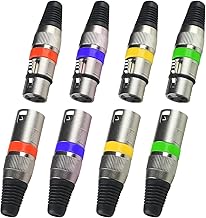 XLR 3 Pin Connector Male and Female XLR Connector for DMX Signal Cable or Audio Mixer Microphone Connection (Metal Housing, 4 Color Sets)
