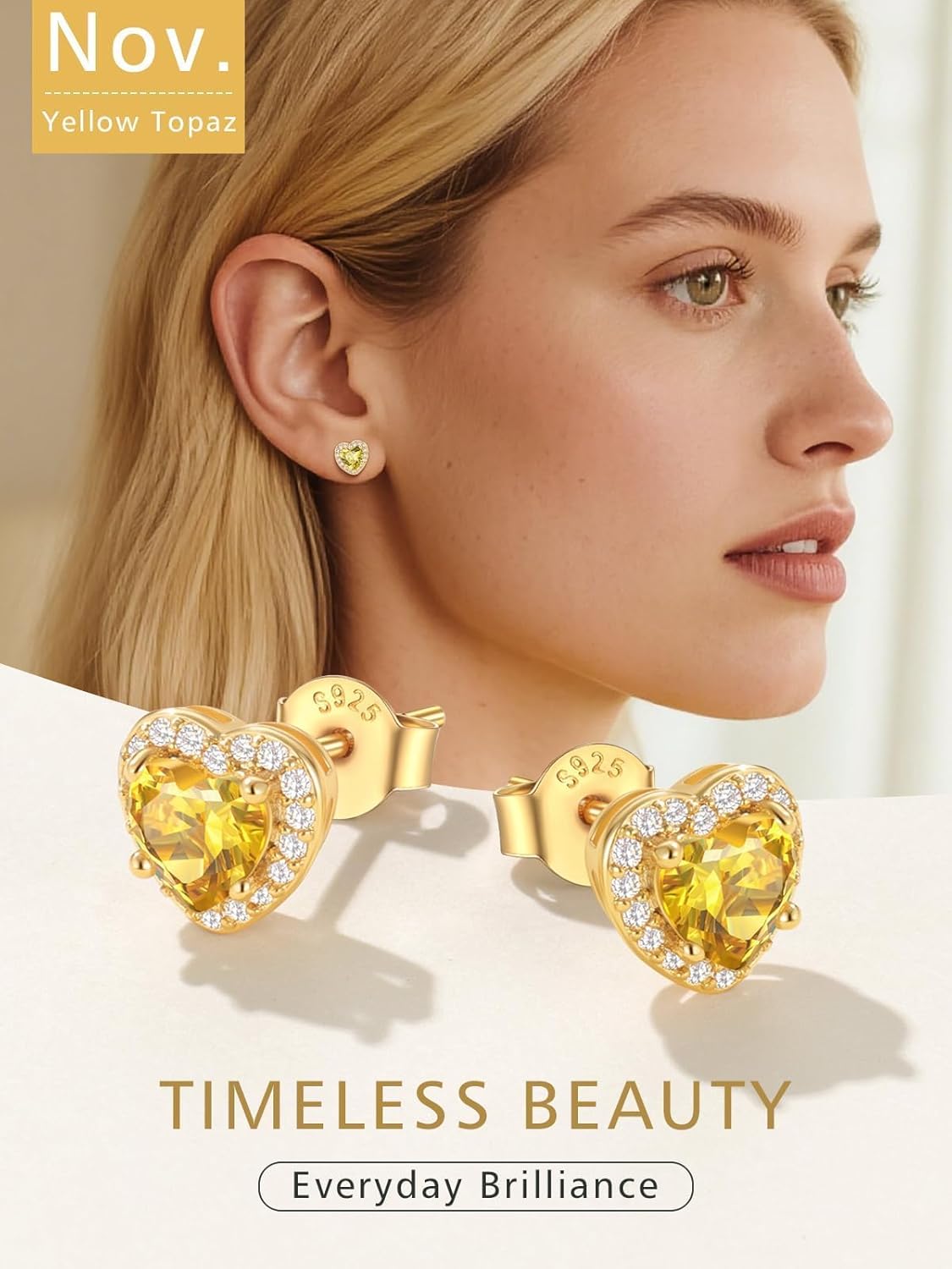 FindChic Birthstone Earrings for Women, Round/Heart/Square/Teardrop Earrings with 925 Sterling Silver Posts & Push Backs, Hypoallergenic Studs with Cubic Zirconia, 12 Months Jewelry with Gift Box - Image 5