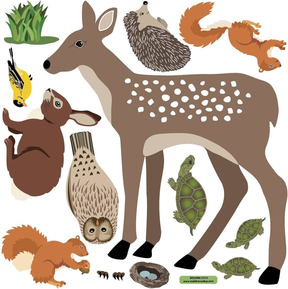 Large Woodland Animal Wall Decals and 7 ft Tree Wall Decal Repositionable Peel and Stick