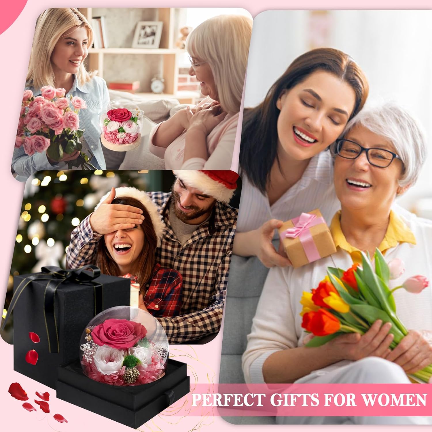 FIACO Preserved Rose Birthday Gift for Women Forever Fresh Flowers for Prime Delivery Gift for Mom Grandma Wife Valentines Mothers Day Christmas Anniversary Eternal Roses in Glass Dome - Image 7