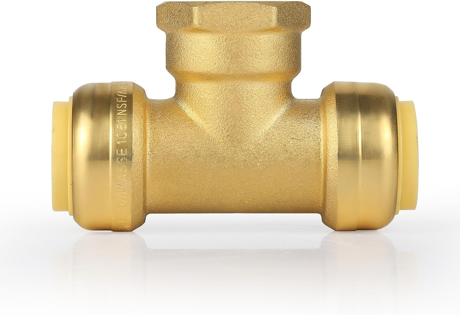(2 Pack) EFIELD Female Tee 3/4"x3/4"x3/4" Push Fit Female Plumbing Tee,Brass Fitting No Lead For Copper Pex CPVC,(PF221)