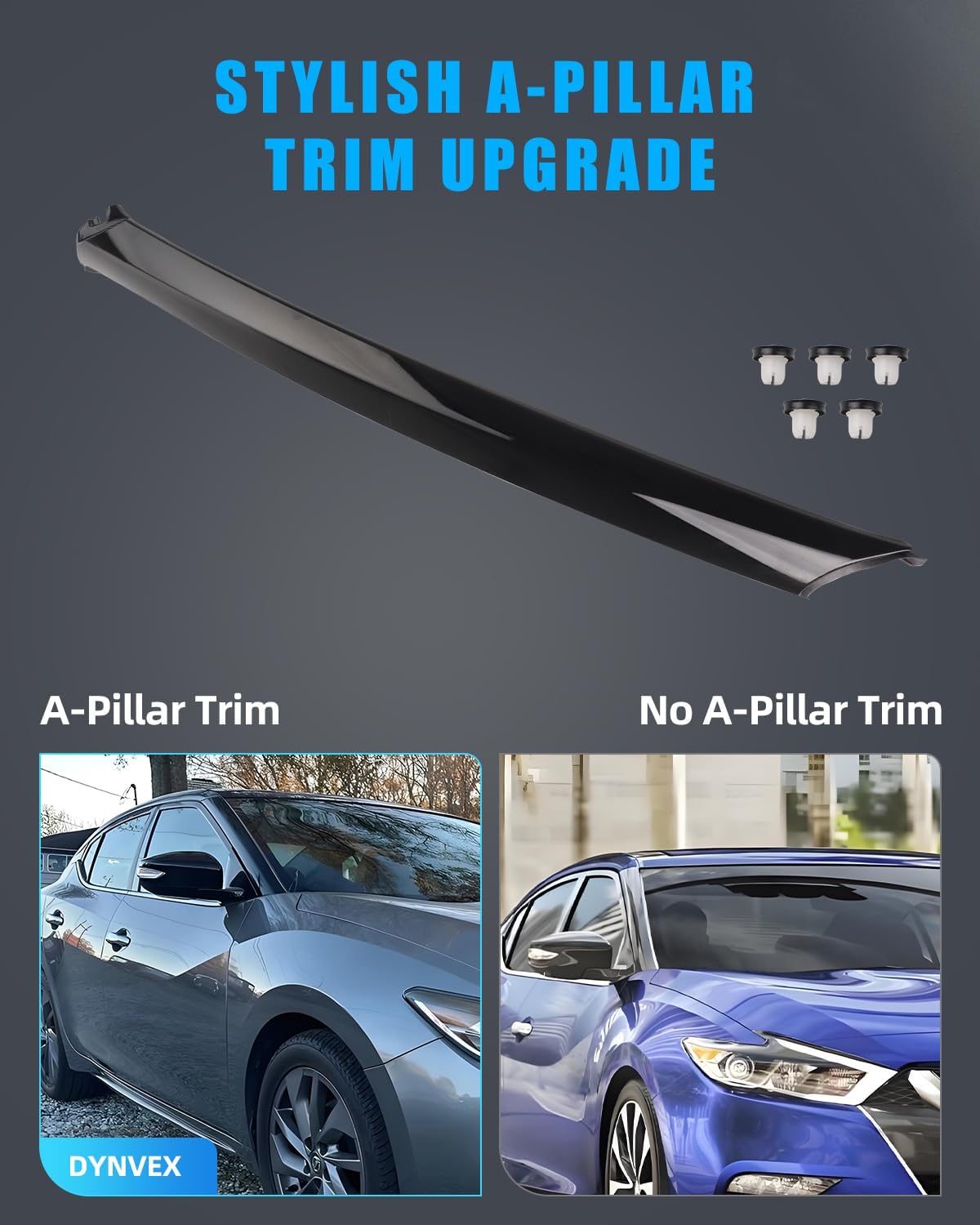 Windshield A-Pillar Trim Molding for 2016 2017 2018 2019 2020 Nissan Maxima, Front Outer Right Passenger Side Windshield Post Trim A Pillar Molding Cover, Replaces 76836-9DD0A, 768369DD0A