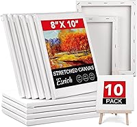 ESRICH 8x10 Stretched Canvases 10 Pack - Primed Acid-Free Cotton Blank Canvas for Oil Acrylic Painting