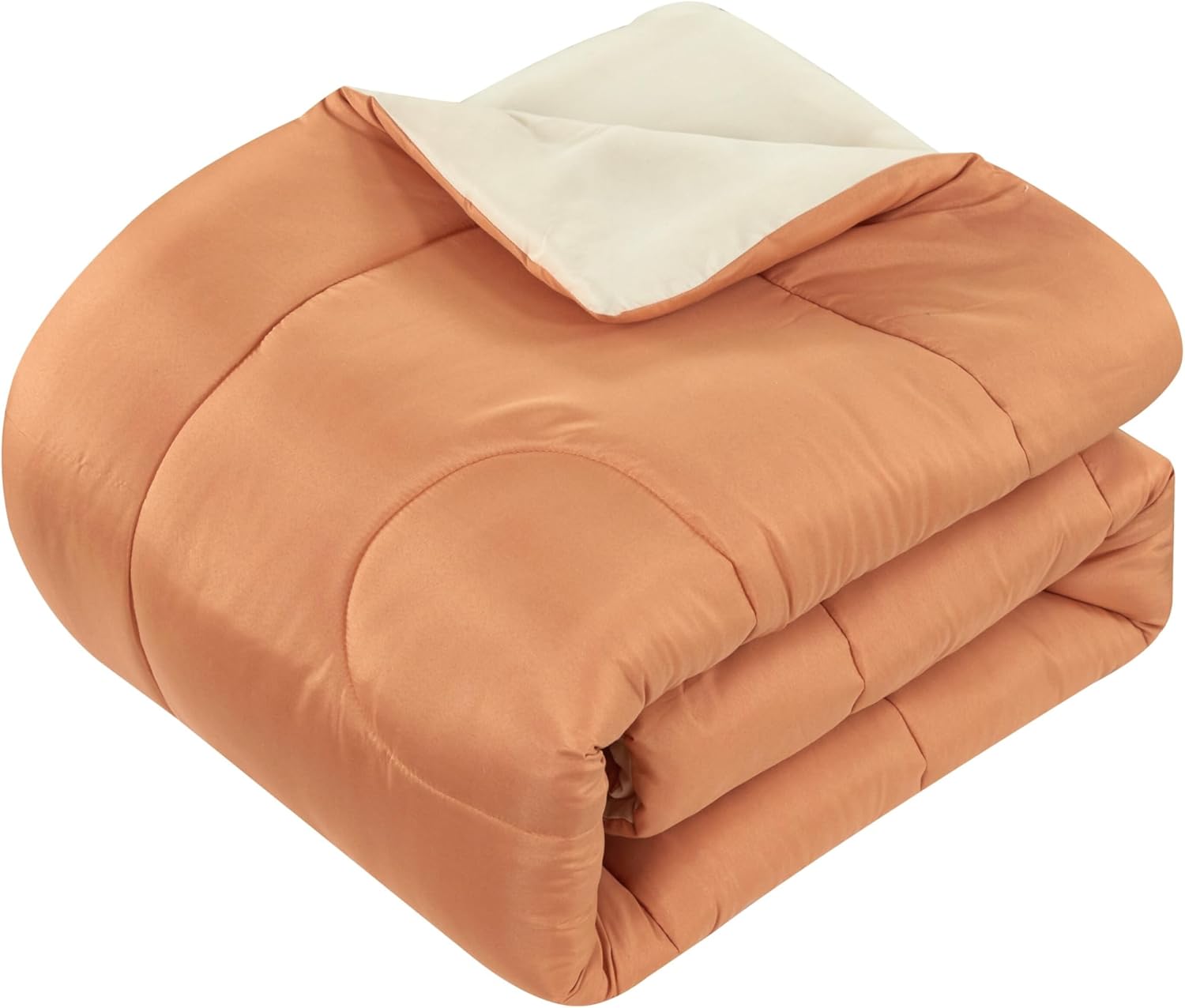 Idea Nuova Casa 7-Piece Solid Reversible Comforter Set with Bonus Sheets, Orange, Queen, 86"x86"